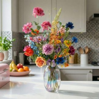 Artificial Flower Bouquet - Summer Garden Deluxe - Real Touch - 19 Stems - ↑ 100 cm