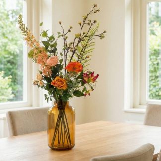 Artificial Flower Bouquet - Amber Peach Deluxe - Real Touch - 12 Stems - ↑ 105 cm