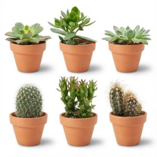 Mini Cactus & Succulent Mix - 6 Pieces - Vaso 8,1 cm - Height: 5-10 cm - Terracotta Pots