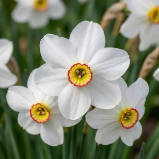20x Narcissus Recurvus - Narcisse à pétales recourbés - Blanc - Floraison printanière - Calibre 12/14