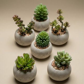 Kunst mini vetplanten in cementen pot - Succulent mix set 6 - Vaso  6,5